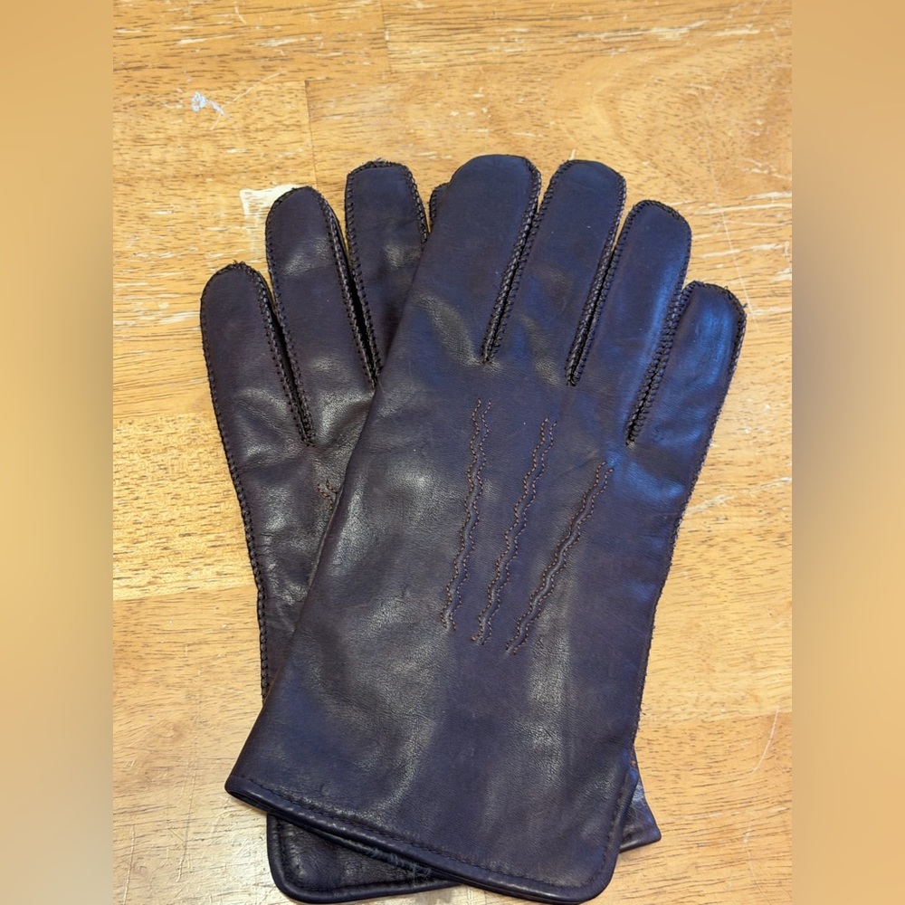 Vintage Gates Men's Brown Leather Gloves with Fur Lining Size L